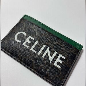Celine Brown leather and Green Card Holder